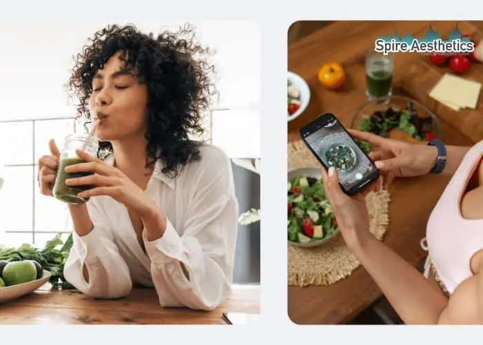 Image of woman looking into her diet and fat freezing Twyford to improve her health